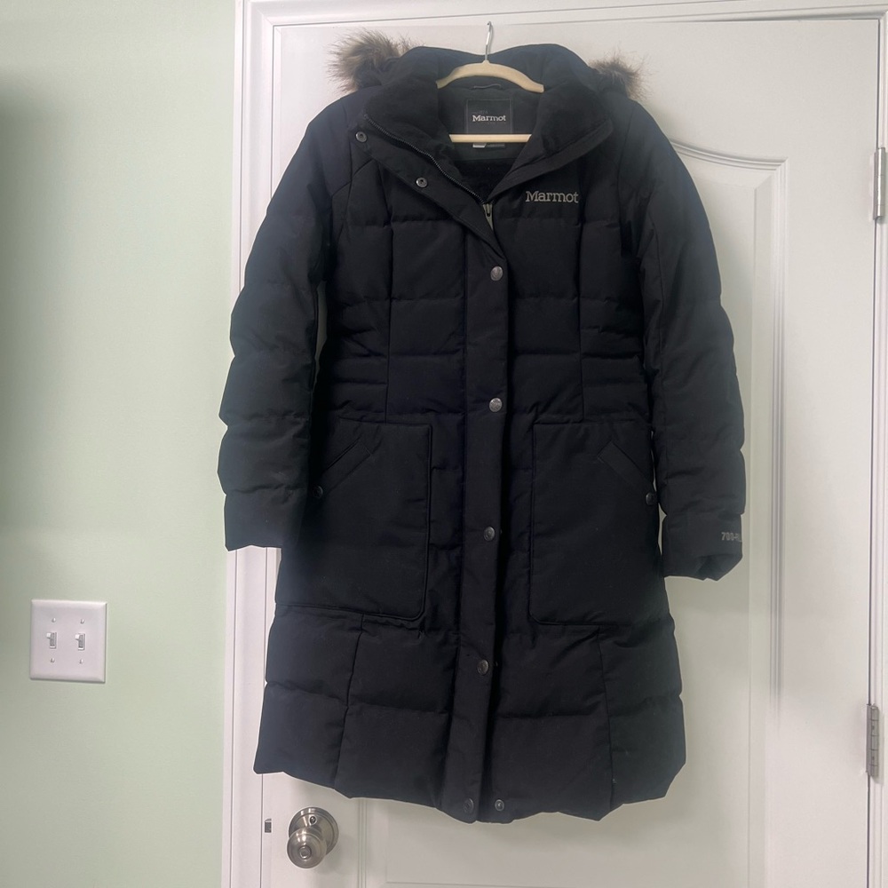Marmot Women's Long Black Puffer Jacket